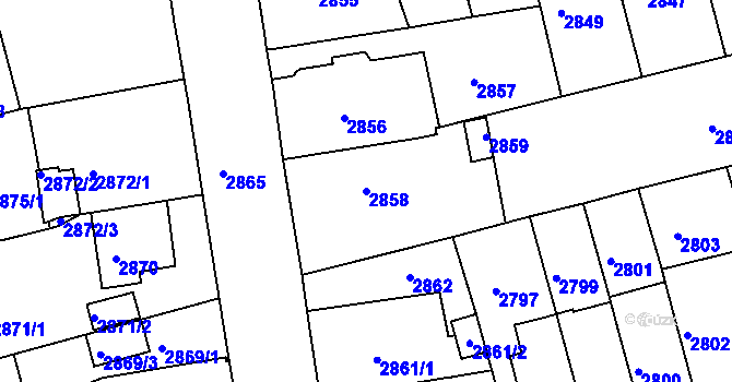Parcela st. 2858 v KÚ Černá Pole, Katastrální mapa