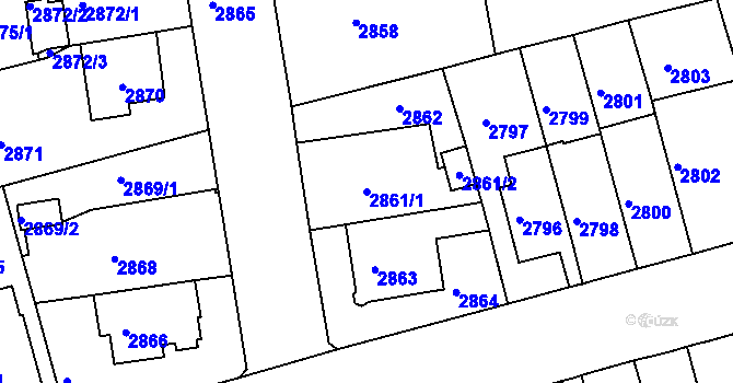 Parcela st. 2861/1 v KÚ Černá Pole, Katastrální mapa