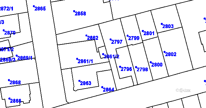 Parcela st. 2861/2 v KÚ Černá Pole, Katastrální mapa