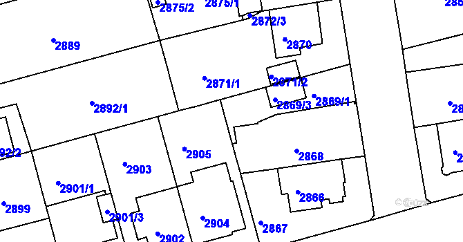 Parcela st. 2869/2 v KÚ Černá Pole, Katastrální mapa