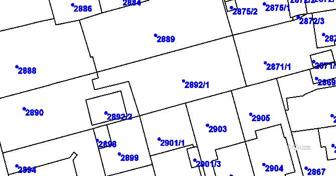 Parcela st. 2892 v KÚ Černá Pole, Katastrální mapa