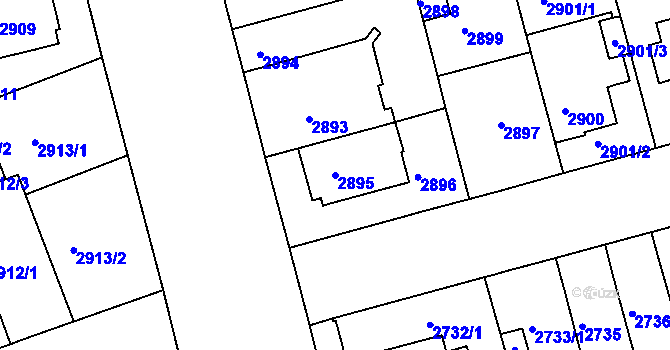 Parcela st. 2895 v KÚ Černá Pole, Katastrální mapa