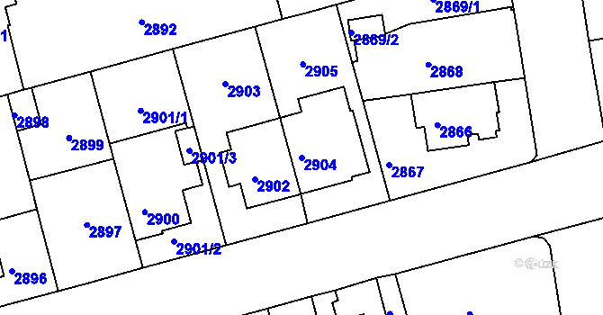 Parcela st. 2904 v KÚ Černá Pole, Katastrální mapa