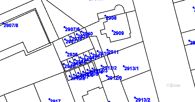 Parcela st. 2910 v KÚ Černá Pole, Katastrální mapa