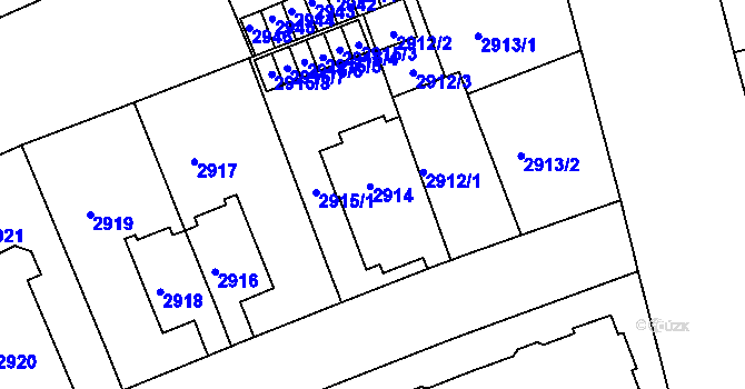Parcela st. 2914 v KÚ Černá Pole, Katastrální mapa