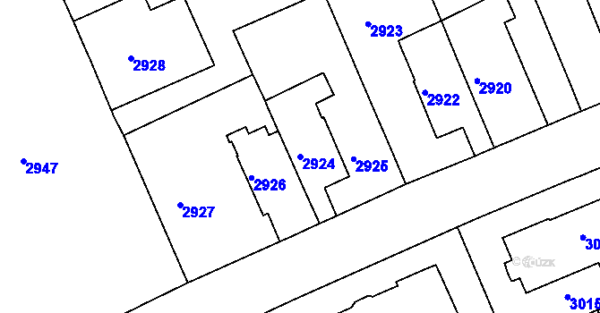 Parcela st. 2924 v KÚ Černá Pole, Katastrální mapa