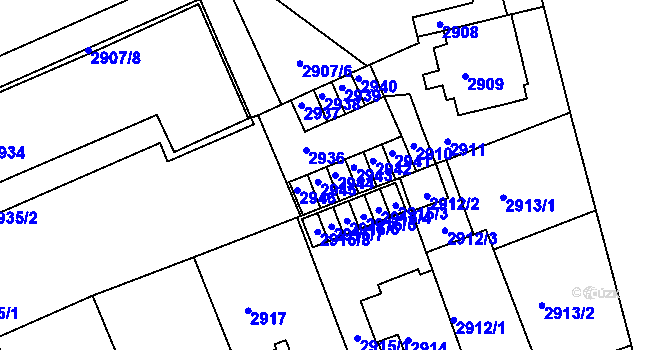 Parcela st. 2944 v KÚ Černá Pole, Katastrální mapa
