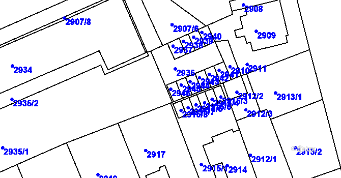 Parcela st. 2946 v KÚ Černá Pole, Katastrální mapa