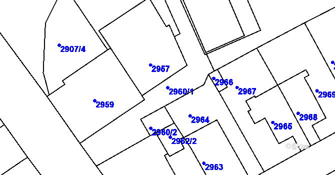 Parcela st. 2960/1 v KÚ Černá Pole, Katastrální mapa