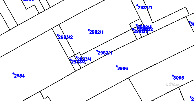 Parcela st. 2983/1 v KÚ Černá Pole, Katastrální mapa