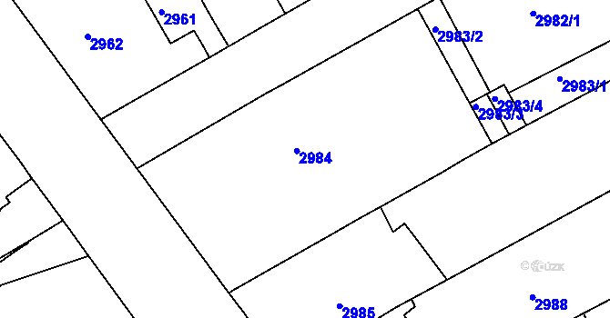 Parcela st. 2984 v KÚ Černá Pole, Katastrální mapa