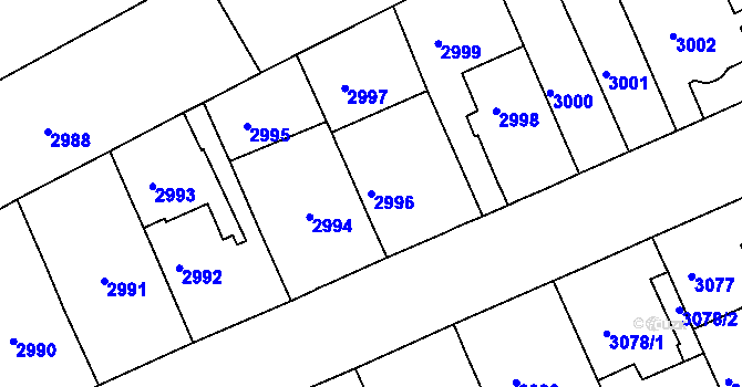 Parcela st. 2996 v KÚ Černá Pole, Katastrální mapa
