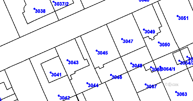 Parcela st. 3045 v KÚ Černá Pole, Katastrální mapa