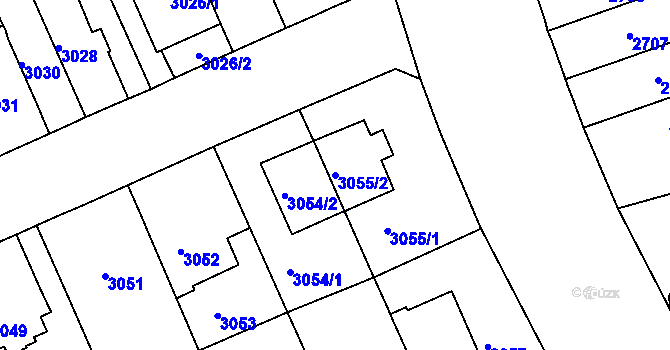 Parcela st. 3055/2 v KÚ Černá Pole, Katastrální mapa