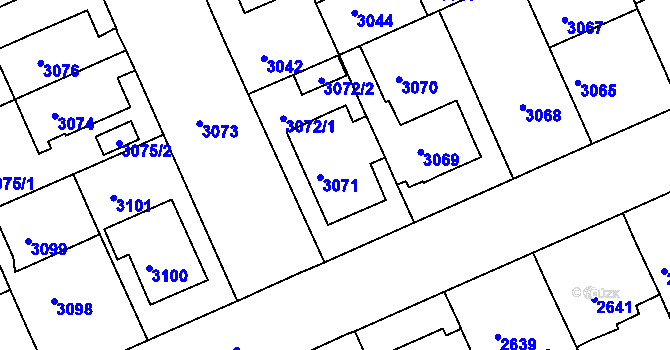 Parcela st. 3071 v KÚ Černá Pole, Katastrální mapa