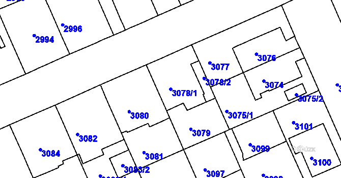 Parcela st. 3078/1 v KÚ Černá Pole, Katastrální mapa