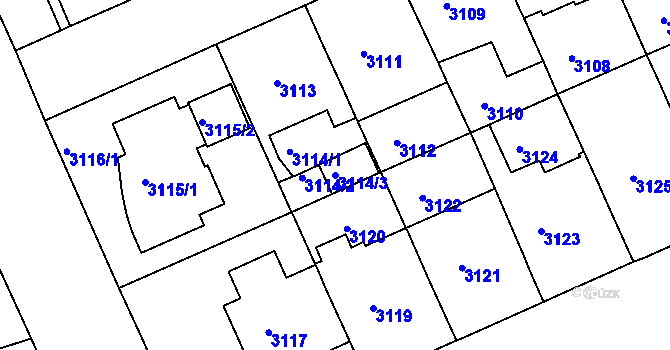 Parcela st. 3114/3 v KÚ Černá Pole, Katastrální mapa