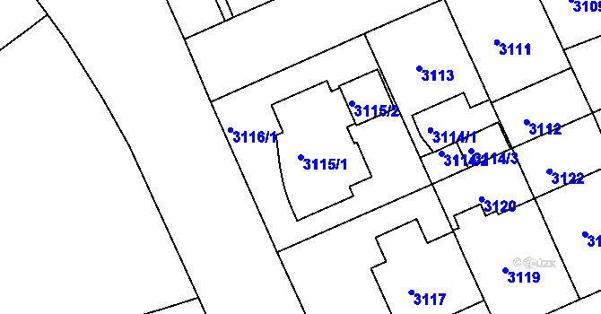Parcela st. 3115/1 v KÚ Černá Pole, Katastrální mapa