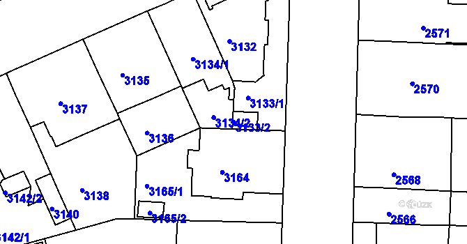 Parcela st. 3133/2 v KÚ Černá Pole, Katastrální mapa
