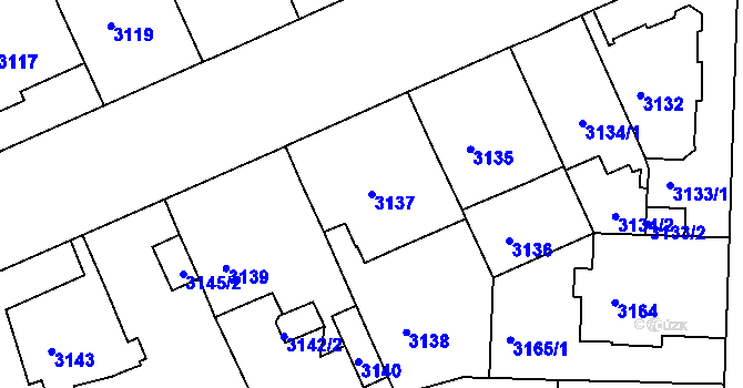 Parcela st. 3137 v KÚ Černá Pole, Katastrální mapa