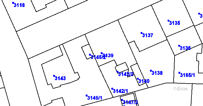 Parcela st. 3139 v KÚ Černá Pole, Katastrální mapa