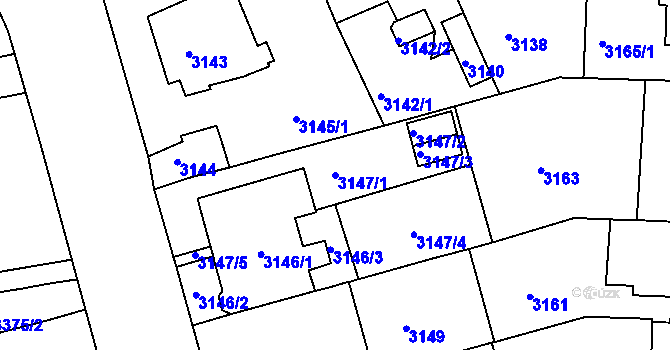 Parcela st. 3147/1 v KÚ Černá Pole, Katastrální mapa