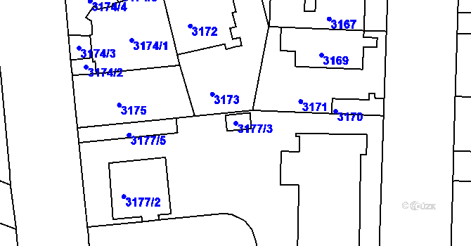 Parcela st. 3177/3 v KÚ Černá Pole, Katastrální mapa
