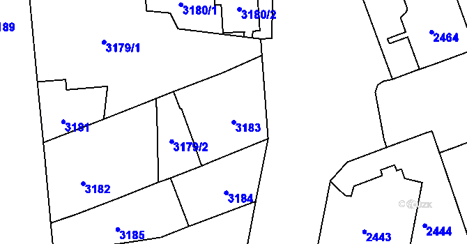 Parcela st. 3183 v KÚ Černá Pole, Katastrální mapa