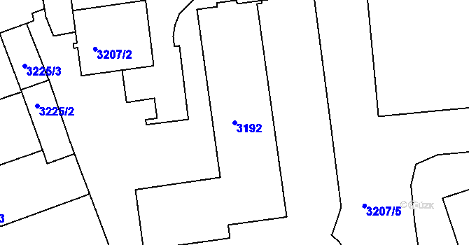Parcela st. 3192 v KÚ Černá Pole, Katastrální mapa