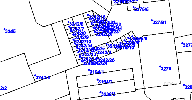 Parcela st. 3242/4 v KÚ Černá Pole, Katastrální mapa