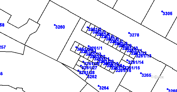 Parcela st. 3261/1 v KÚ Černá Pole, Katastrální mapa