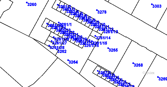 Parcela st. 3261/16 v KÚ Černá Pole, Katastrální mapa