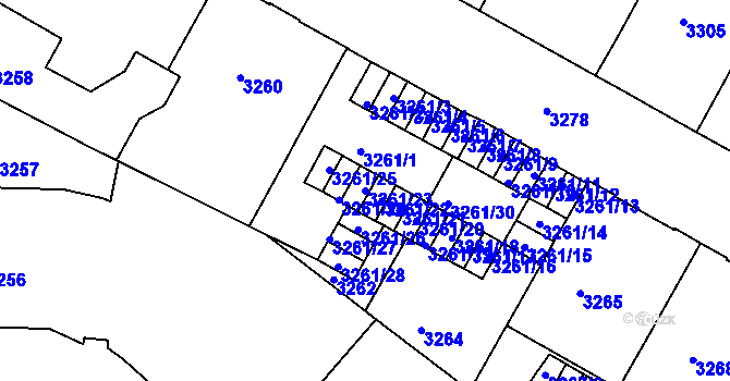 Parcela st. 3261/23 v KÚ Černá Pole, Katastrální mapa