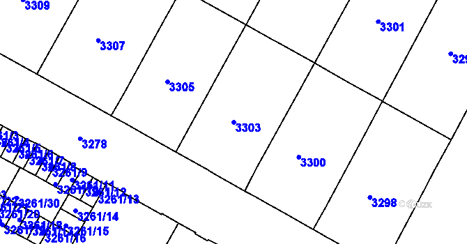 Parcela st. 3303 v KÚ Černá Pole, Katastrální mapa