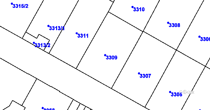 Parcela st. 3309 v KÚ Černá Pole, Katastrální mapa