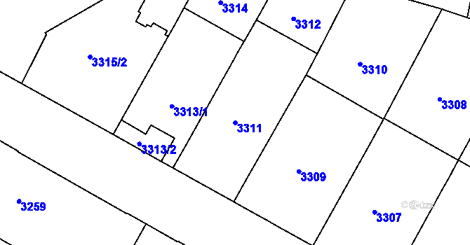 Parcela st. 3311 v KÚ Černá Pole, Katastrální mapa