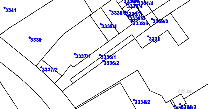 Parcela st. 3336 v KÚ Černá Pole, Katastrální mapa