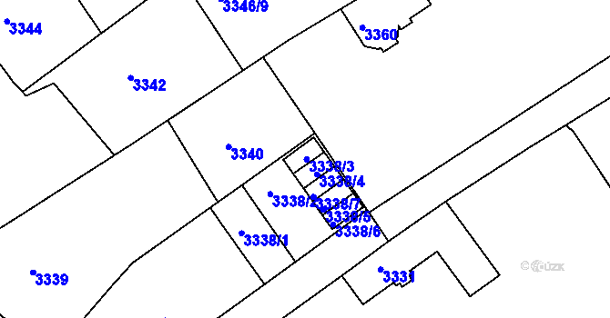 Parcela st. 3338/3 v KÚ Černá Pole, Katastrální mapa