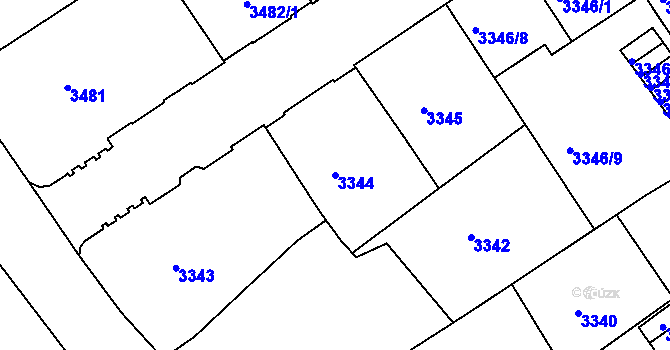 Parcela st. 3344 v KÚ Černá Pole, Katastrální mapa