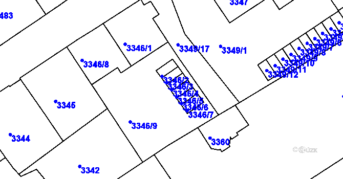 Parcela st. 3346/4 v KÚ Černá Pole, Katastrální mapa