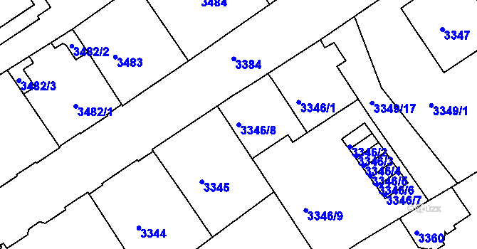 Parcela st. 3346/8 v KÚ Černá Pole, Katastrální mapa