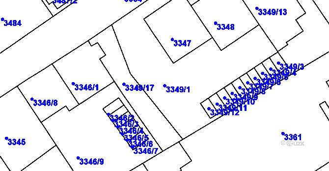 Parcela st. 3349/1 v KÚ Černá Pole, Katastrální mapa