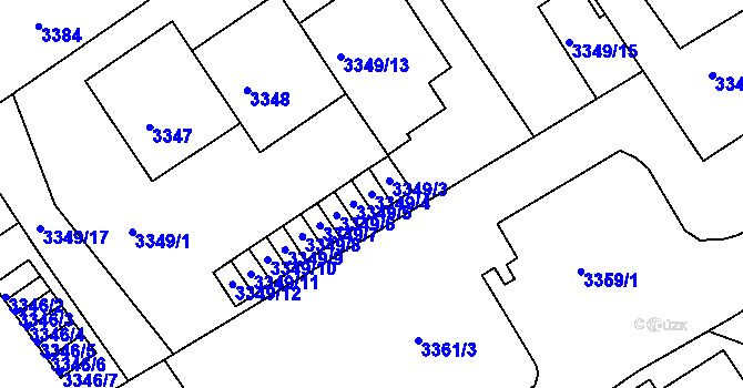 Parcela st. 3349/4 v KÚ Černá Pole, Katastrální mapa