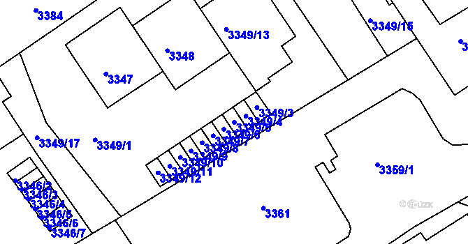 Parcela st. 3349/5 v KÚ Černá Pole, Katastrální mapa