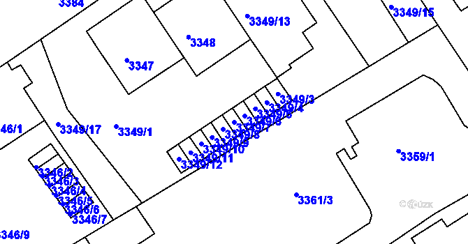 Parcela st. 3349/7 v KÚ Černá Pole, Katastrální mapa