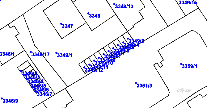 Parcela st. 3349/8 v KÚ Černá Pole, Katastrální mapa