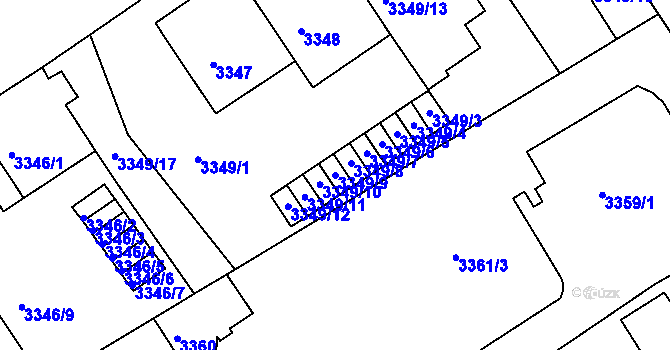Parcela st. 3349/9 v KÚ Černá Pole, Katastrální mapa