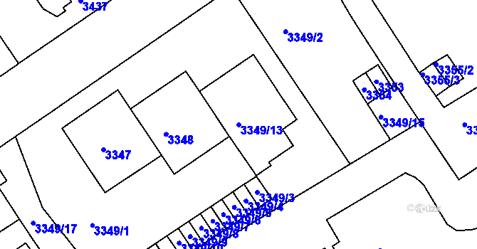 Parcela st. 3349/13 v KÚ Černá Pole, Katastrální mapa