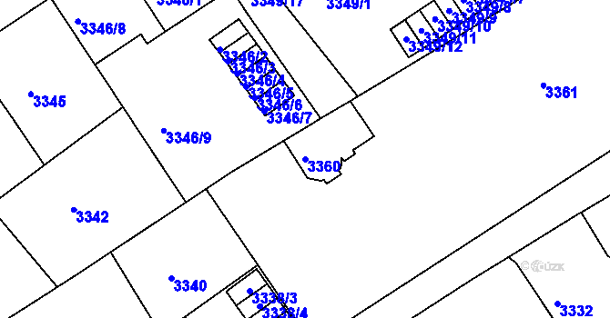 Parcela st. 3360 v KÚ Černá Pole, Katastrální mapa