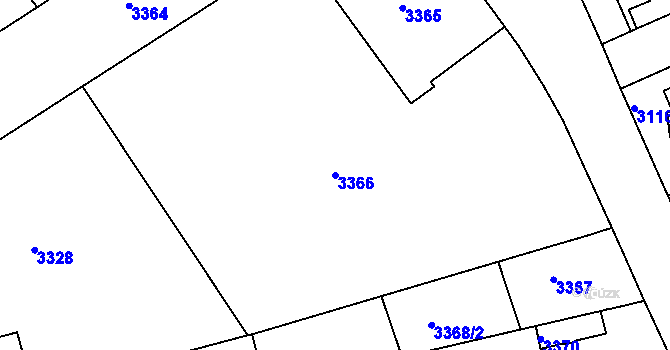 Parcela st. 3366 v KÚ Černá Pole, Katastrální mapa